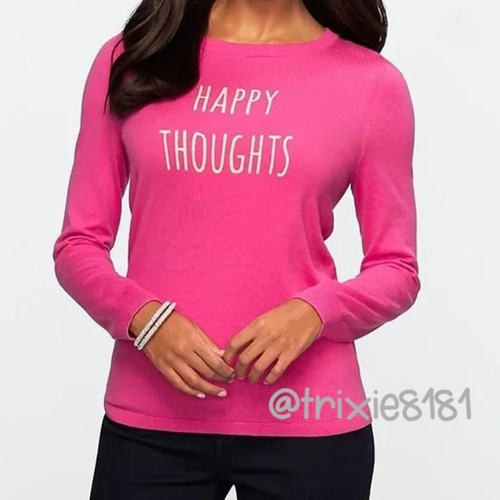 NWT Talbots Happy Thoughts Pink & Cream Rae Dunn Style Light Sweater